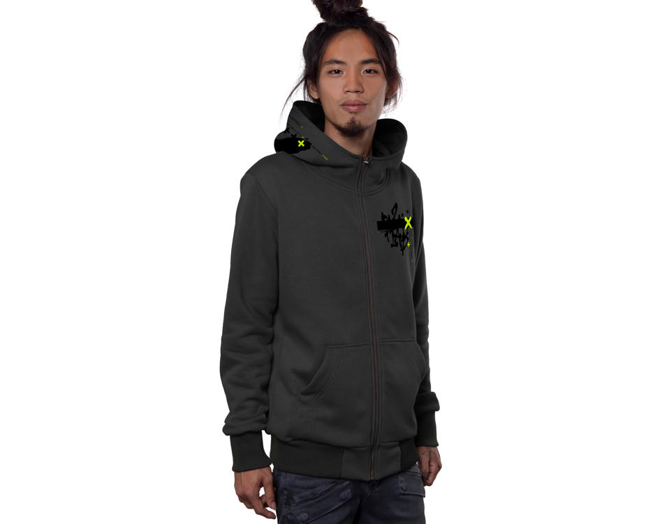 dark grey abstract psychedelic men hoodie
